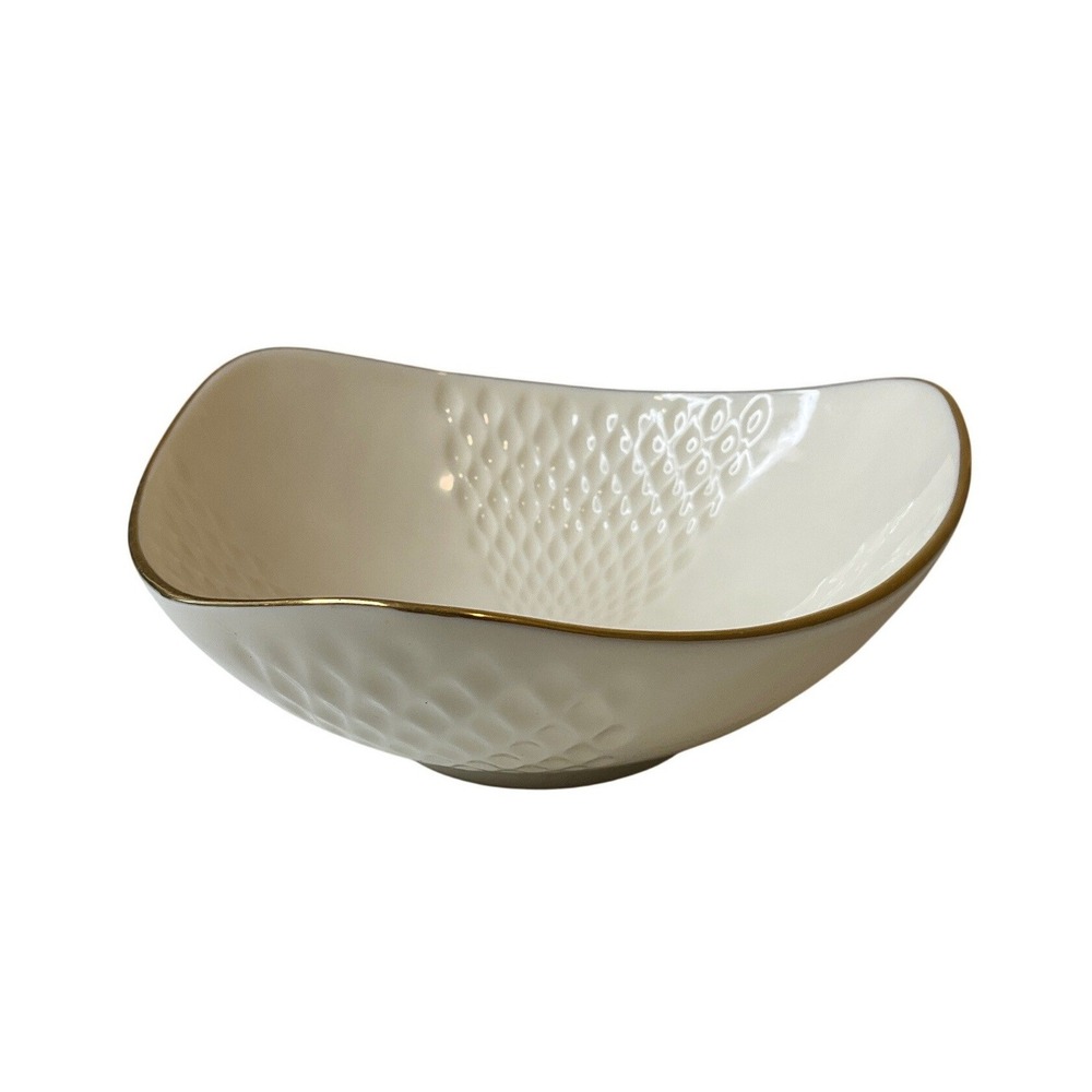 Vtg Lenox Harliquin Triangular Trinket Dish 24K Gold Trim Fine China Porcelain - Picture 4 of 6